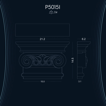 Poliüretan Pilaster Sütun İyon Başlık P5015I - Ahşap Muadili Sütunlar ile Dekorasyon Fikirleri ve Modelleri