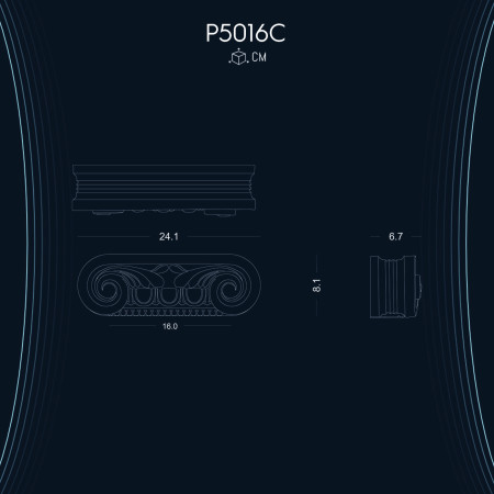 Poliüretan Pilaster Sütun İyon Başlık P5016C - İç ve Dış Cephe Dekorasyonu için Modelleri ve Fiyatları