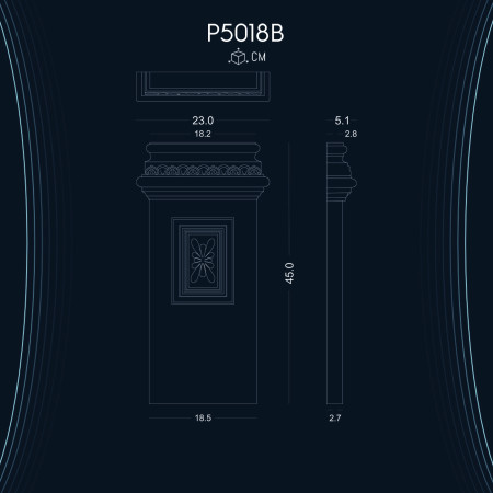 Poliüretan Pilaster Sütun Alt Kaide P5018B: Villa ve Giriş Kapısı İçin Dekoratif Sütun Modelleri ve Fiyatları