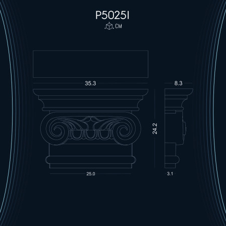 Poliüretan Pilaster Sütun İyon Başlık P5025I - Dekoratif Poliüretan Pillar Column Fiyatları ve Dekorasyon Modelleri