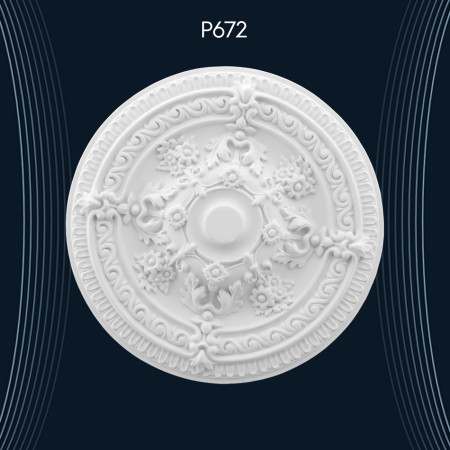 Poliüretan Tavan Göbek ve Rozetler P672: Dekorasyon Fikirleri ve Modelleri ile Tasarım Örnekleri