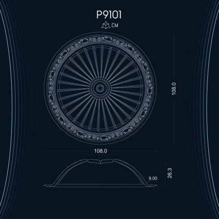 Poliüretan Kubbe P9101 Desenli Duvar Kubbe Fiyatları - Dekorasyon Modelleri ve Örnekleri ile Uygun Fiyatlarla