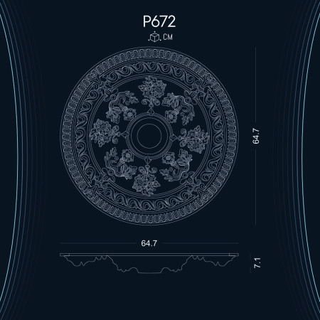 Poliüretan Tavan Göbek ve Rozetler P672: Dekorasyon Fikirleri ve Modelleri ile Tasarım Örnekleri