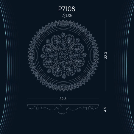 Poliüretan Tavan Göbek ve Rozetler P7108: Hafiflik ve Dayanıklılık ile Uzun Ömürlü Dekorasyon Modelleri