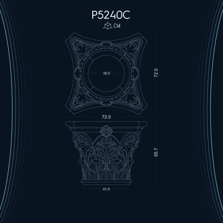 P5240C Poliüretan sert köpük sütun başlık fiyatları ahşap muadili sütunlar