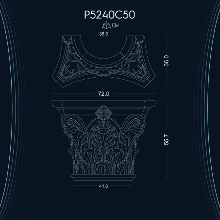 P5240C50 Poliüretan Osmanlı sütun başlıkları imalatı Sütun ve Başlığı dekorları