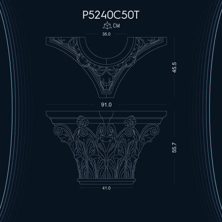 P5240C50T Bizans Roma Yunan poliüretan sütun başlıkları fiyatı Dekoratif Dor İyon Korint Sütun ve Başlığı