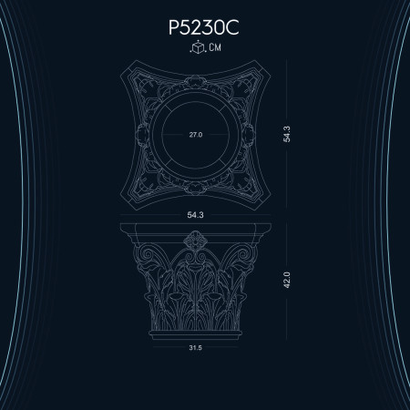 P5230C Poliüretan iç ve dış cephe sütunlar modelleri Sütun ve Başlığı dekorları