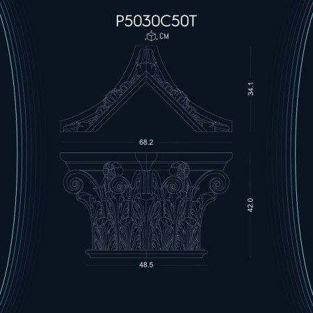 P5030C50T Poliüretan sert köpük pilaster sütun başlığı imalatı ahşap muadili sütunlar