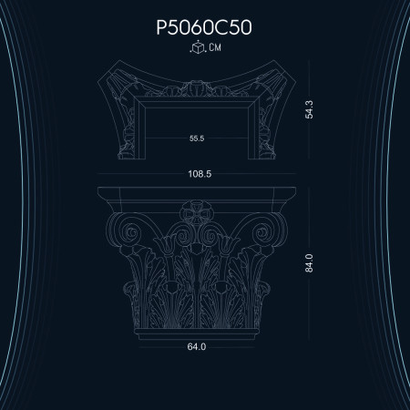 P5060C50 Poliüretan Osmanlı pilaster sütun başlık fiyatı Sütun ve Başlığı dekorları