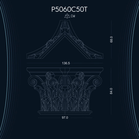 P5060C50T Poliüretan Osmanlı pilaster sütun başlık fiyatları Sütun ve Başlığı dekorları