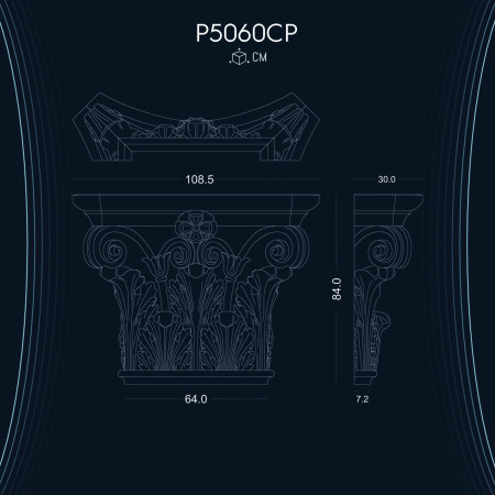 P5060CP Söve Sütun Poliüretan pilaster sütun modelleri Dekoratif Dor İyon Korint Sütun ve Başlığı
