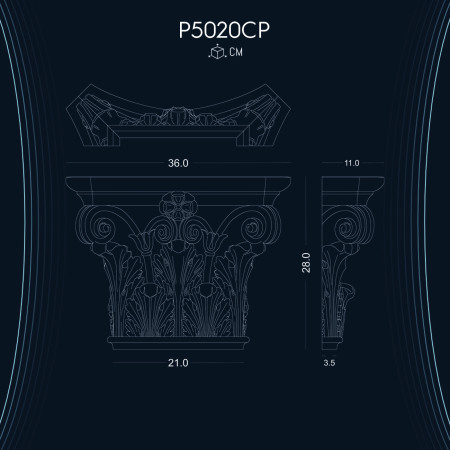 P5020CP Poliüretan iç ve dış cephe pilaster sütun başlığı fiyatı Sütun ve Başlığı dekorları