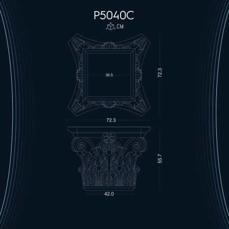 P5040C Poliüretan Osmanlı pilaster sütun başlıkları Sütun ve Başlığı dekorları