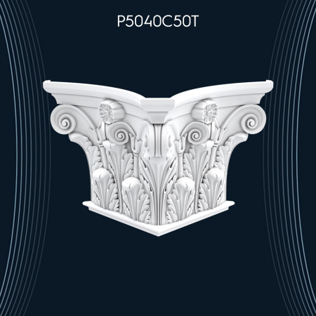 P5040C50T Poliüretan sert köpük pilaster sütun başlığı ahşap muadili sütunlar