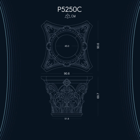 P5250C Poliüretan Söve sütun başlıkları Dor İyon Korint sütunlar ve başlıkları