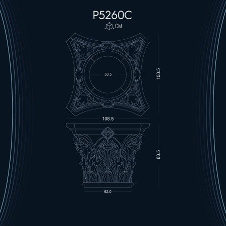 P5260C Poliüretan iç ve dış cephe sütunlar Sütun ve Başlığı dekorları