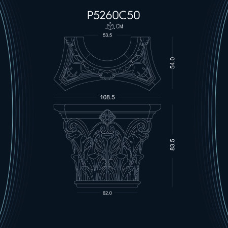 P5260C50 Poliüretan Osmanlı sütun başlık fiyatı Sütun ve Başlığı dekorları