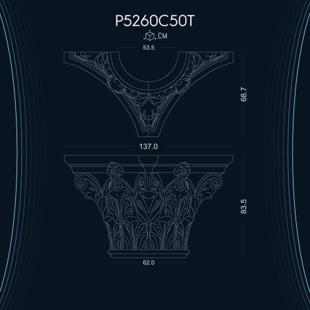 P5260C50T Dor İyon Korint Poliüretan sütunlar imalatı Dekoratif sütunlar