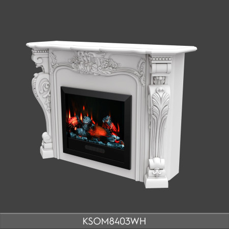 KSOM8403WH Sade ve minimal poliüretan şömine çerçevesi yapay şömine, şömine dekorasyonu