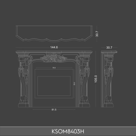 KSOM8403H Geniş salonlar için poliüretan şömine çerçevesi yalancı şömine, elektrikli şömine haznesi, köpük şömine