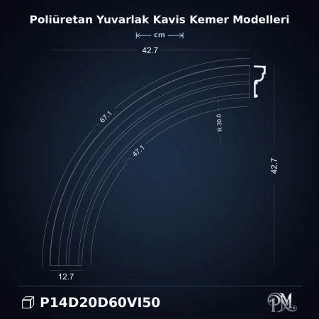 Klasik tarzdaki yeşil zemin üzerinde poliüretan yuvarlak kemer, yivli sütunlar ve varak detaylı motiflerin yer aldığı duvar kaplama tasarımı.