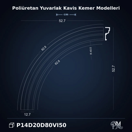 Poliüretan Dekoratif Yuvarlak Kavis Kemer 49x527x527 mm