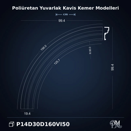 Poliüretan Yuvarlak Kavis Kemer Çıtası Profil 72x994 mm