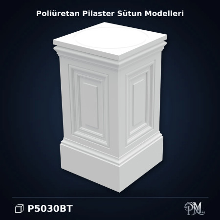 Poliüretan Klasik Kaideli Pilaster Sütun Saksı Takımı 34x61 cm