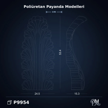 Poliüretan Akantus Yaprak Motifli Dekoratif Payanda