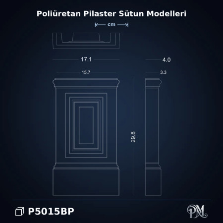 Poliüretan Pilaster Sütun Alt Kaide Modeli 4x17x30 cm