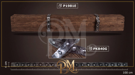 PKB40G Poliüretan Kiriş Bandı Modelleri Perçinli Siyah Gümüş Eskitme Kauçuk Kiriş Bandı 4 cm