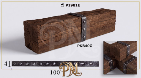 Poliüretan Perçinli Eskitme Kiriş Bandı 2x1040x40 mm