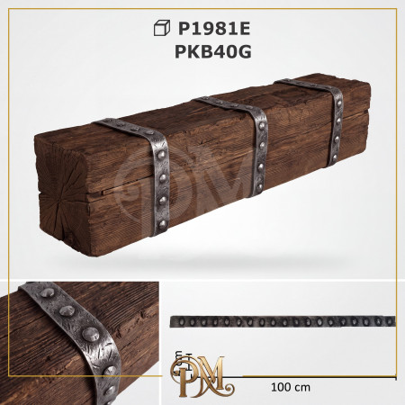 PKB40G Poliüretan Kiriş Bandı Modelleri Perçinli Siyah Gümüş Eskitme Kauçuk Kiriş Bandı 4 cm