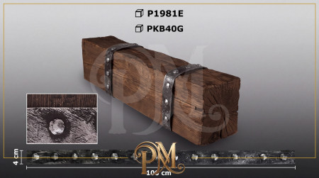 PKB40G Poliüretan Kiriş Bandı Modelleri Perçinli Siyah Gümüş Eskitme Kauçuk Kiriş Bandı 4 cm