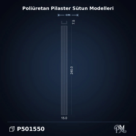 Poliüretan dekorasyon malzemesi Yivli Pilaster Sütun