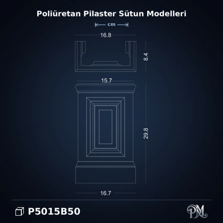 Poliüretan dekorasyon ürünü Pilaster Sütun Alt Kaide 8x17x30
