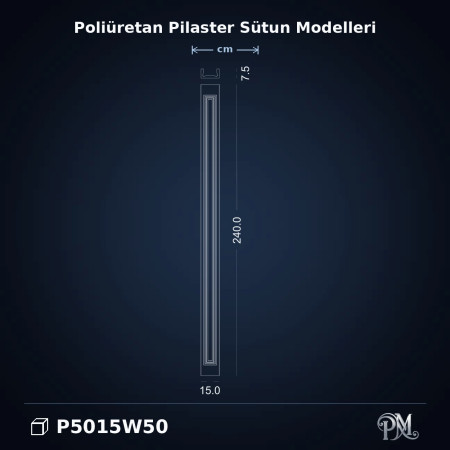 Poliüretan dekorasyon ürünü 8x15x240 cm Pilaster Sütun