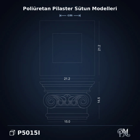Belirtilmemiş. 21x21x15 cm Pilaster Sütun İyon Başlığı