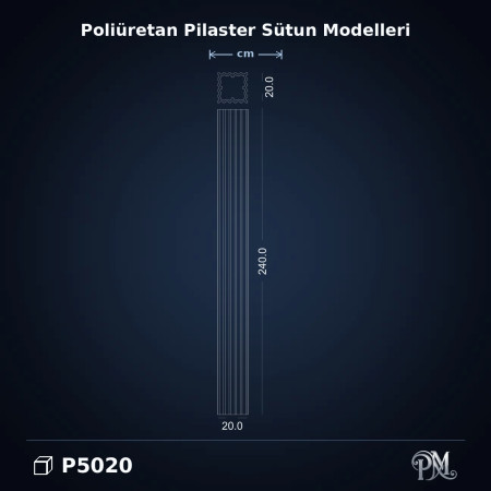 Poliüretan Yivli Pilaster Sütun 20x20x240 cm Dekorasyonu