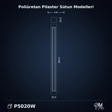 20x20x240 cm Pilaster Sütun Poliüretan dekorasyon ürünü