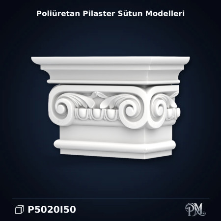 Poliüretan İyon Başlıklı Pilaster Sütun 14x28x19 cm