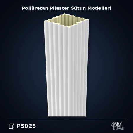 25x25x240 cm Yivli Poliüretan dekorasyon ürünü Pilaster Sütun