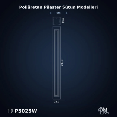 Poliüretan dekorasyon ürünü Pilaster Sütun 25x25x240 cm Modelleri