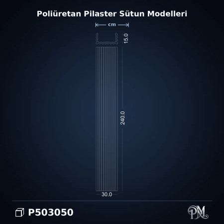 Poliüretan dekorasyon ürünü 15x30x240 cm Pilaster Sütun
