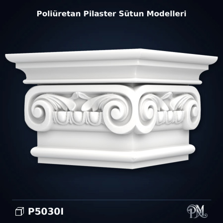 Poliüretan 42x42x29 cm İyon Başlıklı Pilaster Sütun