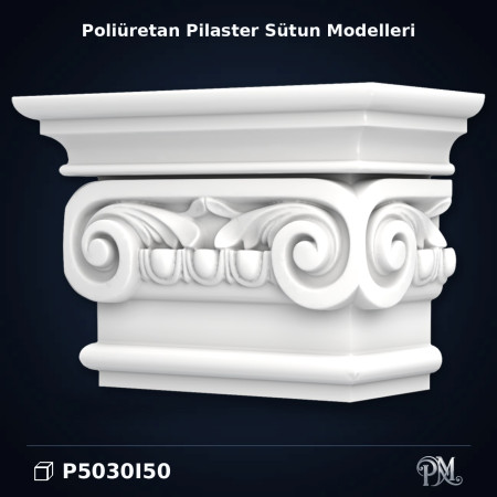 Poliüretan İyon Başlıklı Pilaster Sütun 21x42x29 cm