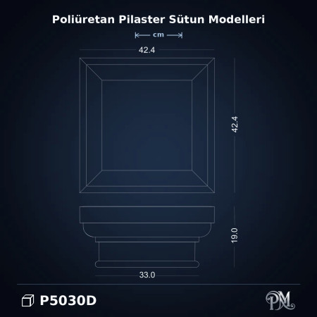 Poliüretan dekorasyon ürünü 42x42x19 cm Pilaster Sütun