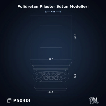 Poliüretan İyon Başlıklı Pilaster Sütun 60x60x41 cm