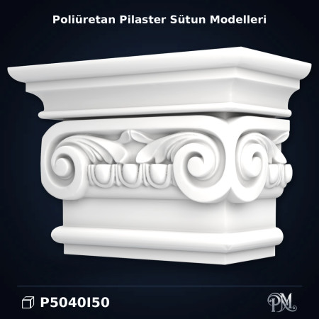 Pilaster İyon Başlık 30x60x41 cm Poliüretan dekorasyon malzemesi